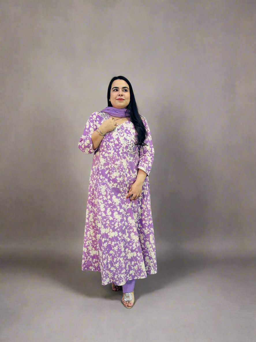 Bubble Anarkali cotton Suit