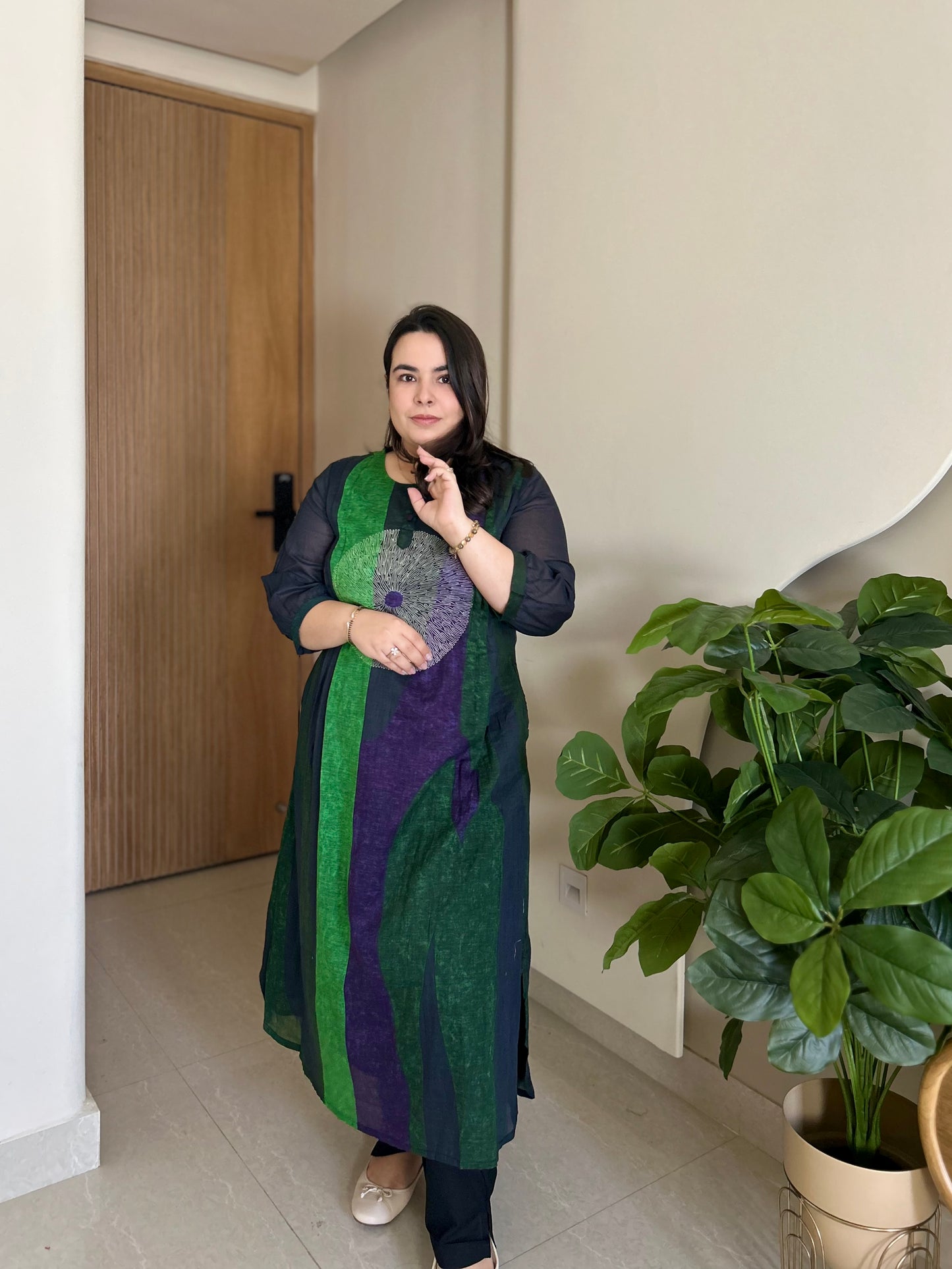 Emerald Panelled Kurta Set