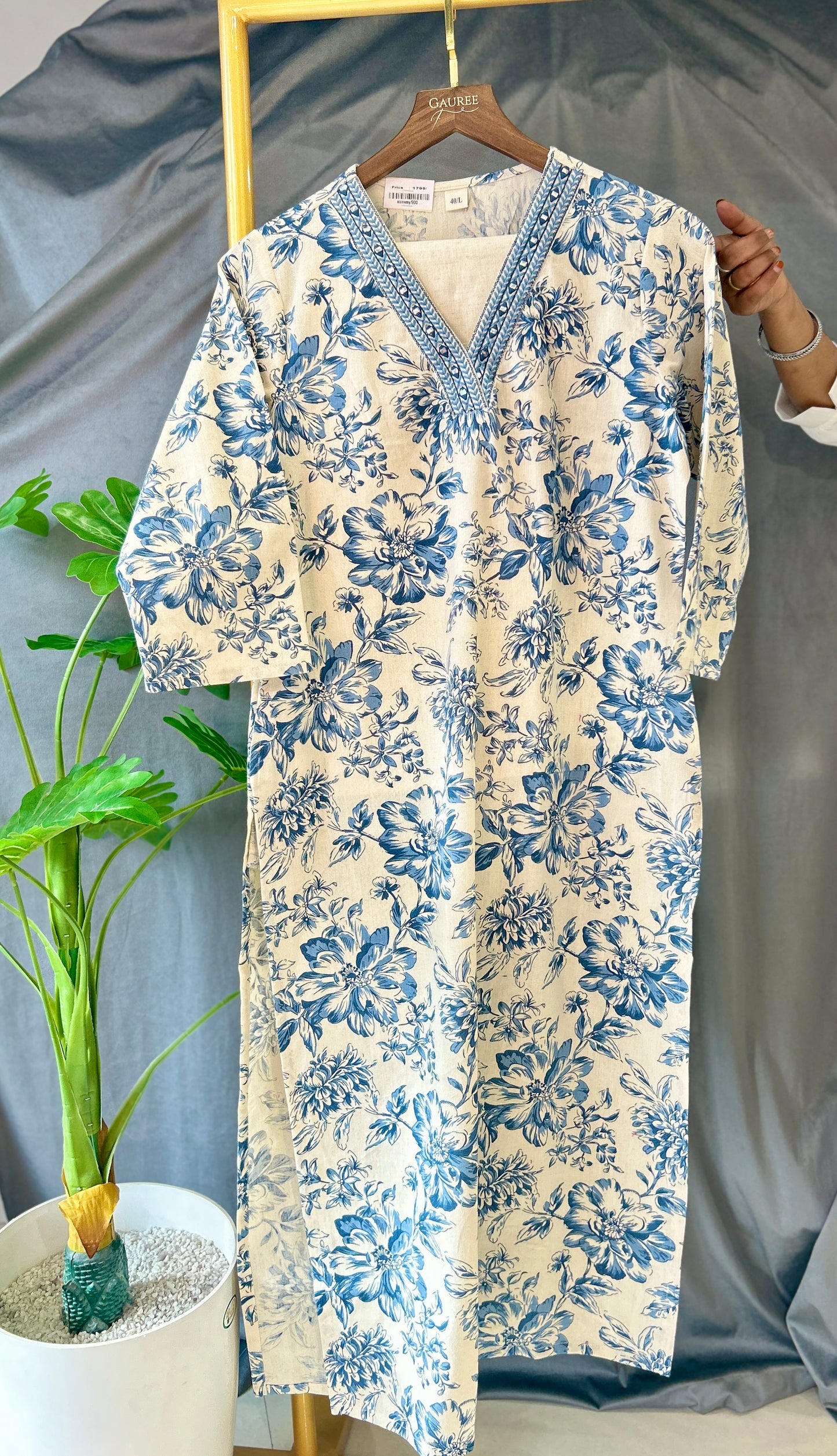 Indigo Blossom Embroidered Kurta set