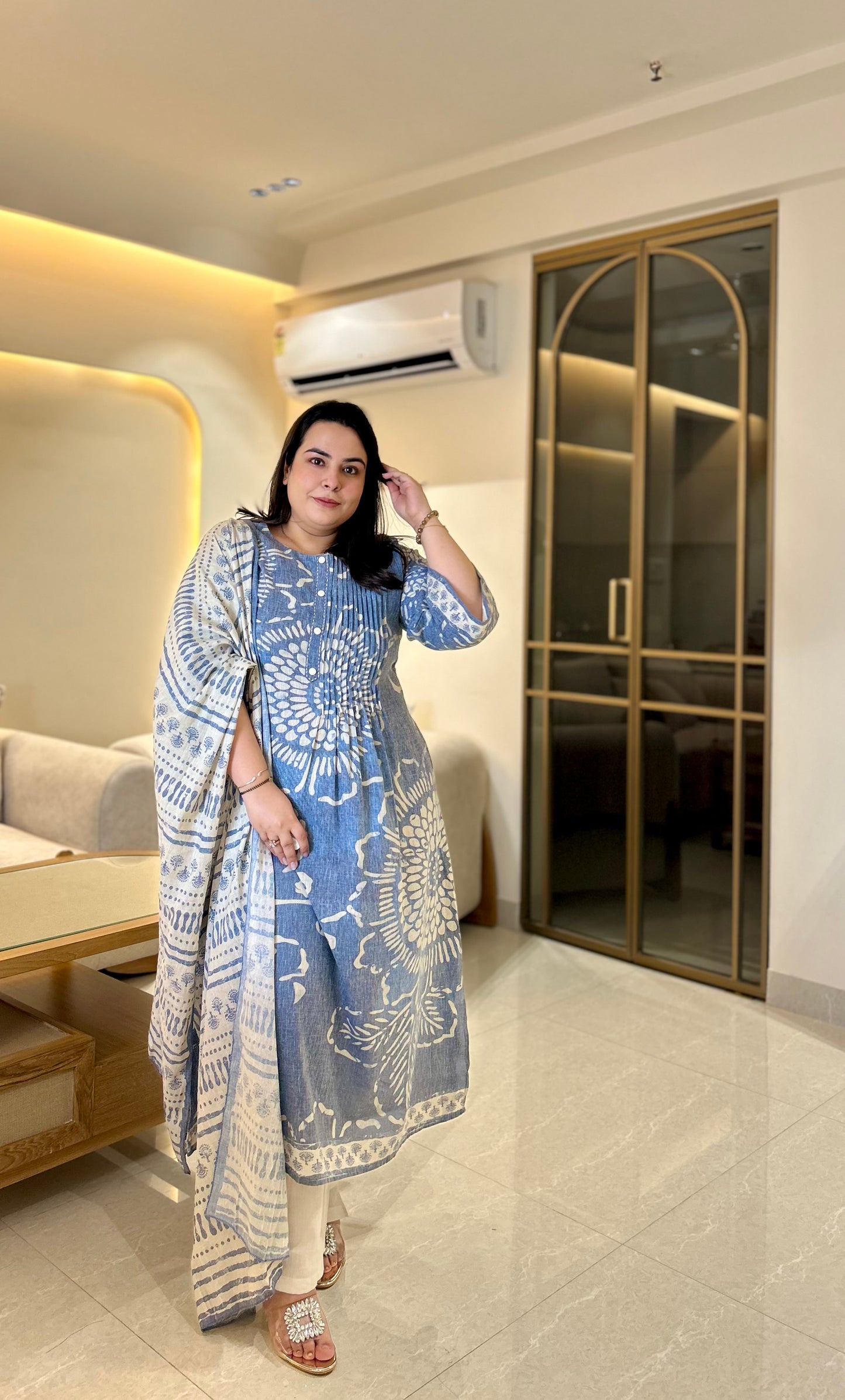 Indigo Bloom Cotton Suit Set