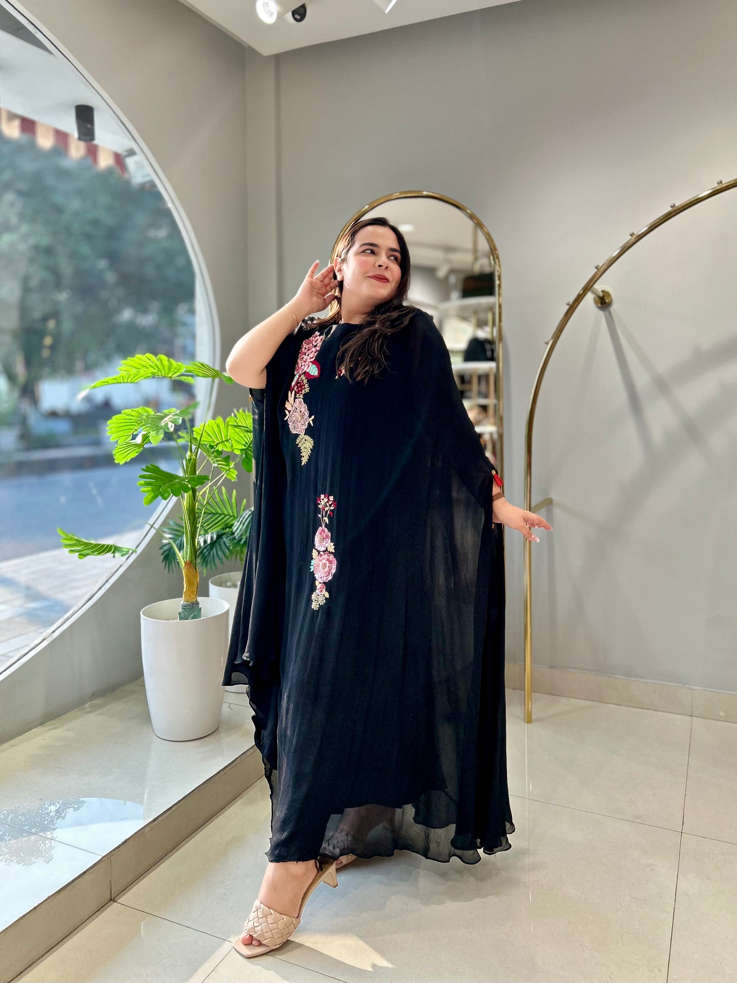 Midnight Blossom Cape Kurta