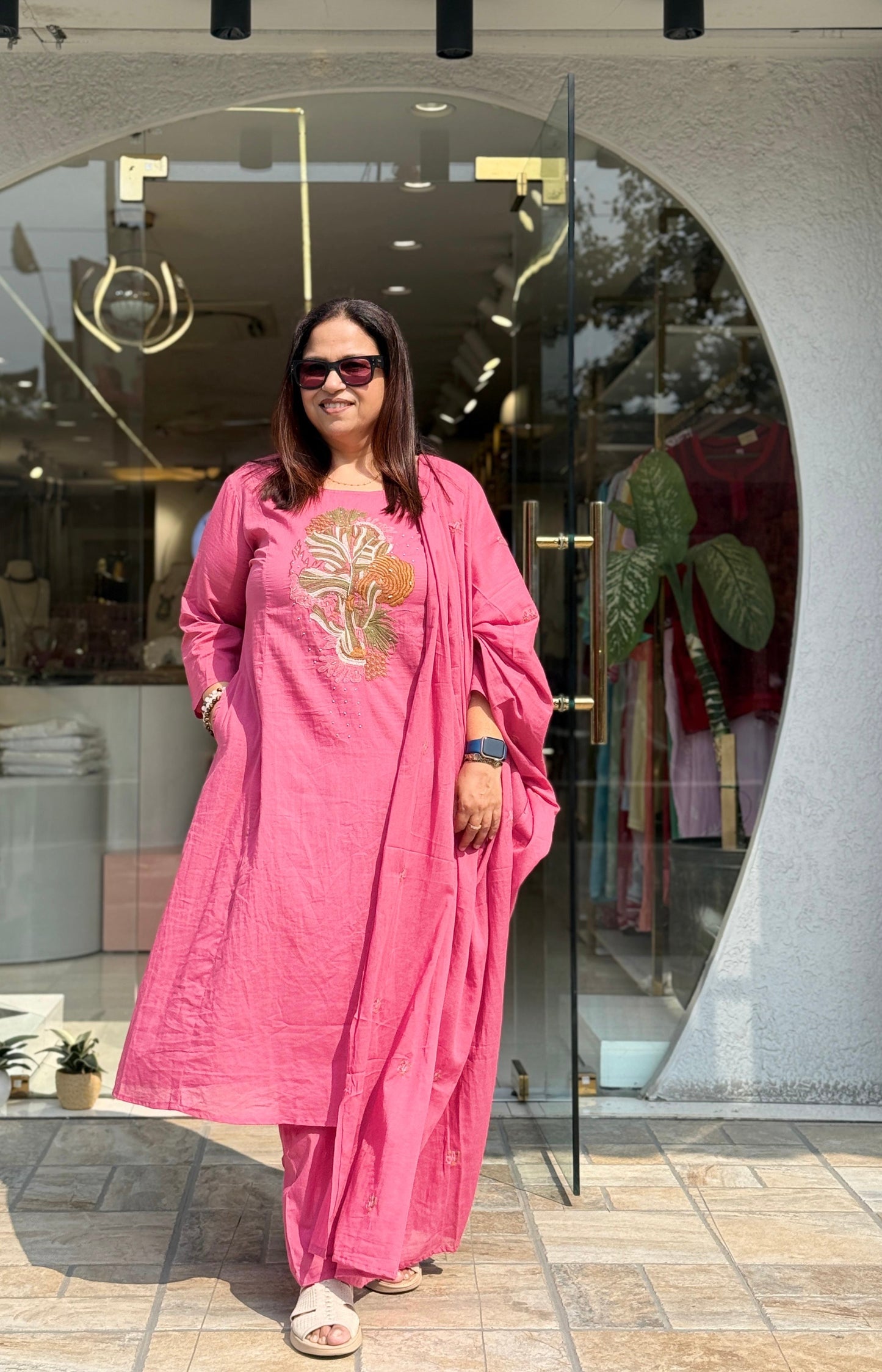 Mulmul Appliqué suit