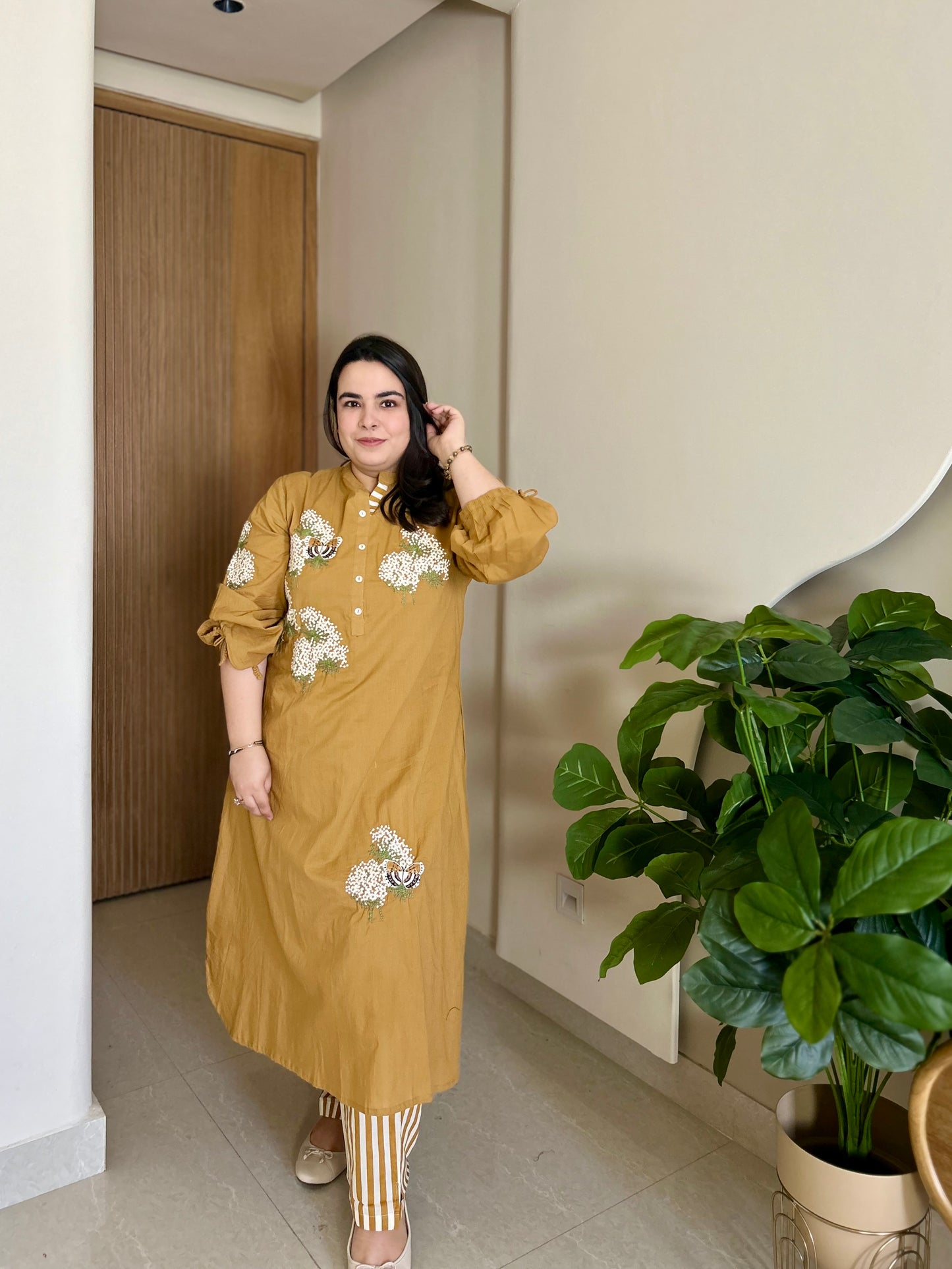 Mustard Bloom Kurta Set