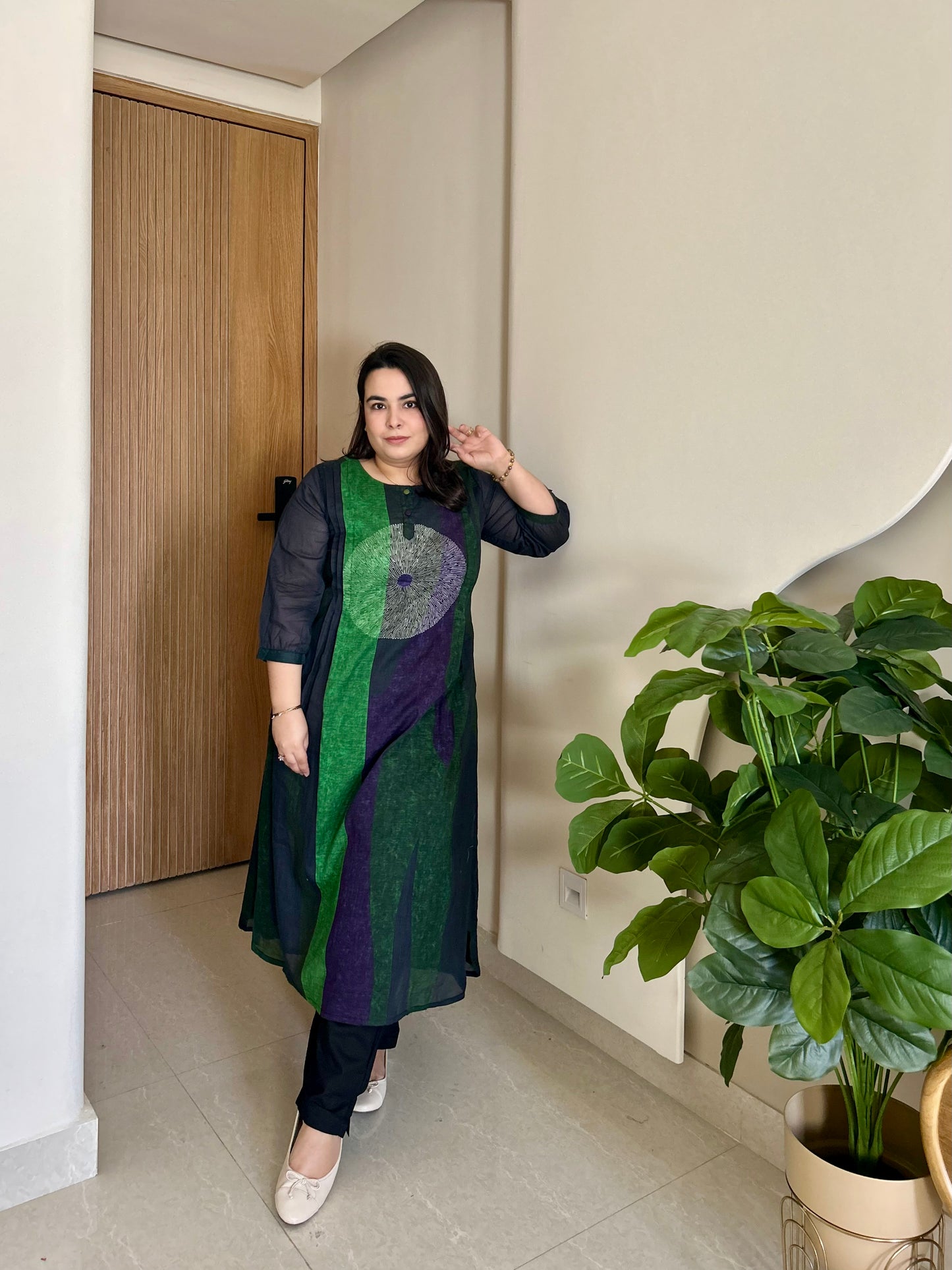Emerald Panelled Kurta Set