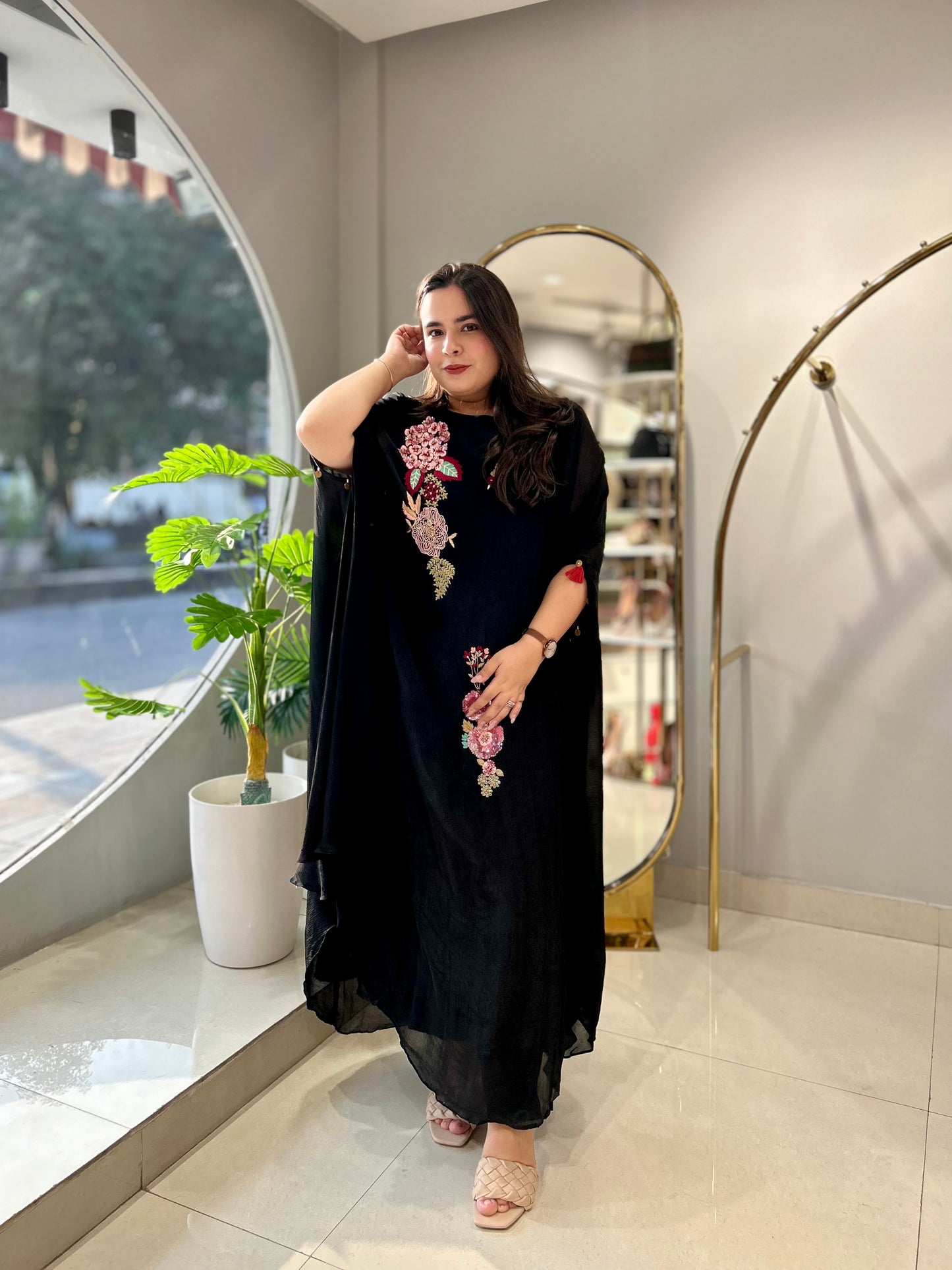 Midnight Blossom Cape Kurta