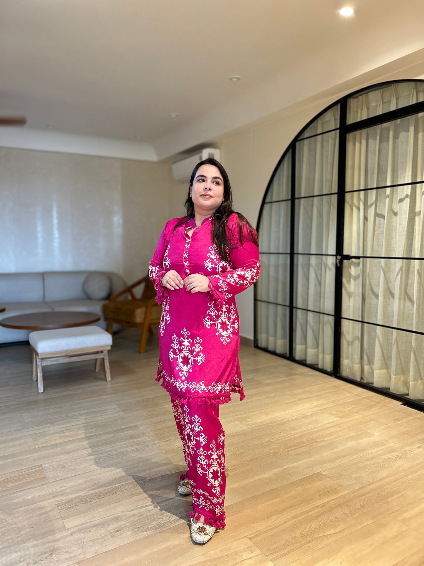 Fuchsia Luxe Embroidered Co-ord Set