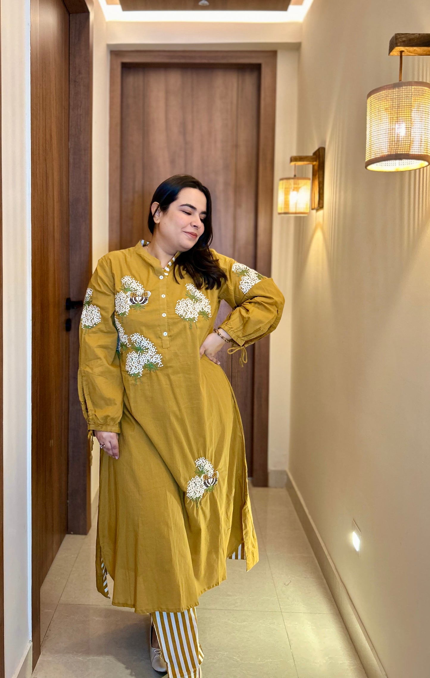 Mustard Bloom Kurta Set