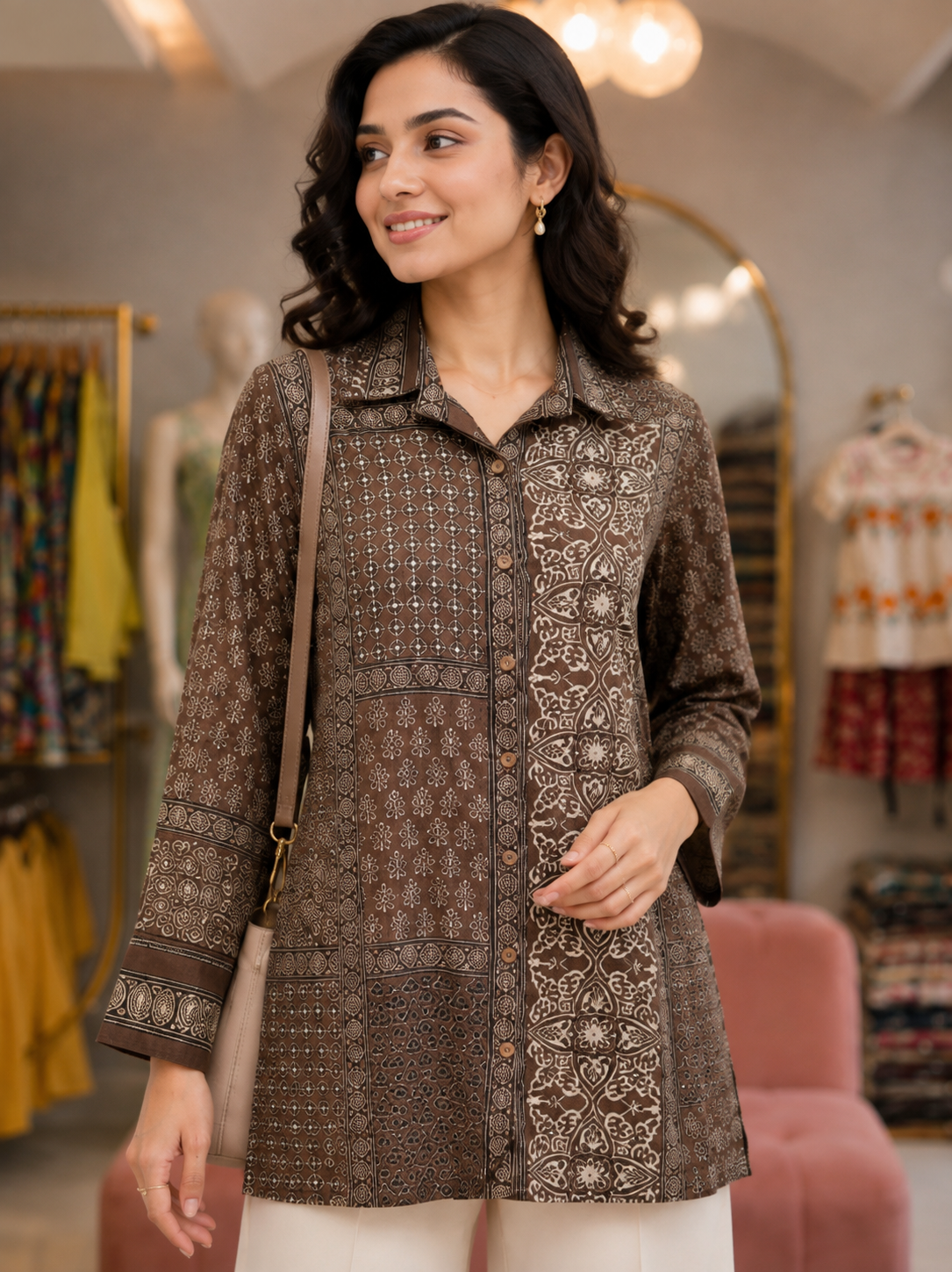 Mocha Heritage Satin Shirt