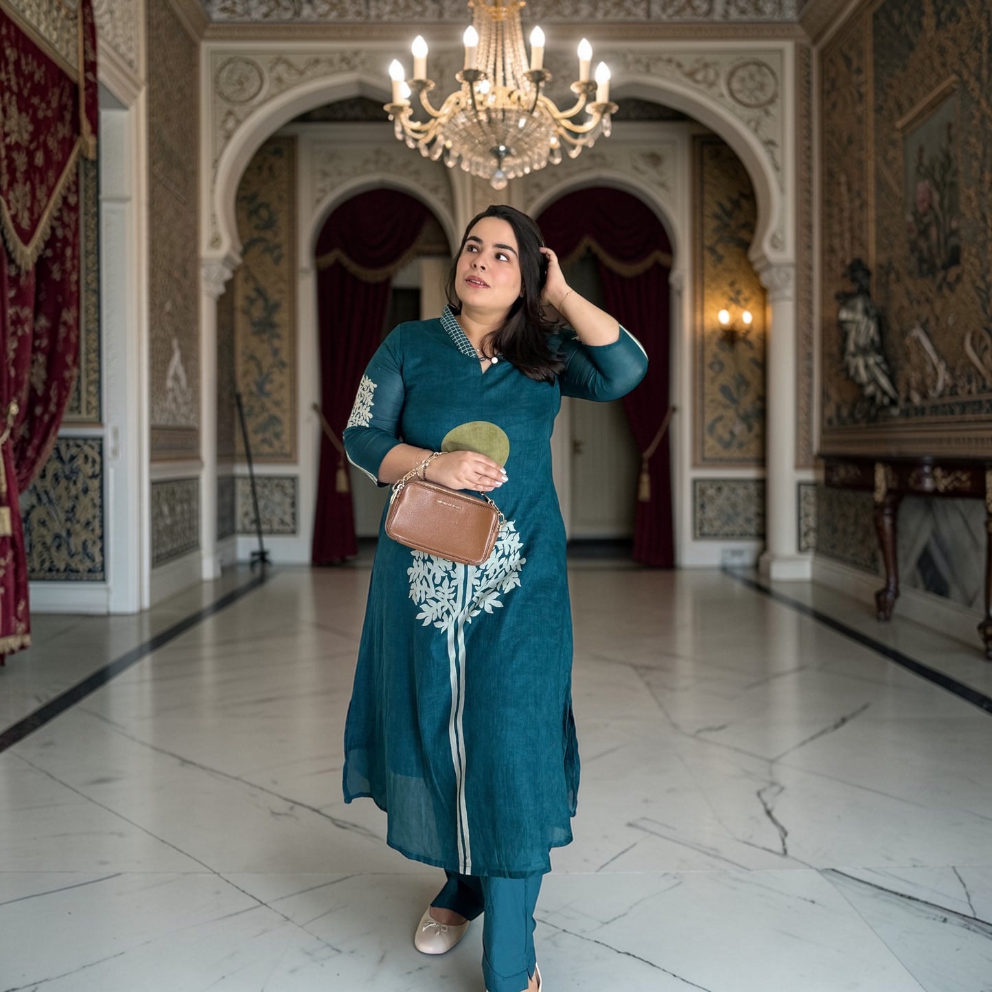 Teal Heritage Kurta Set