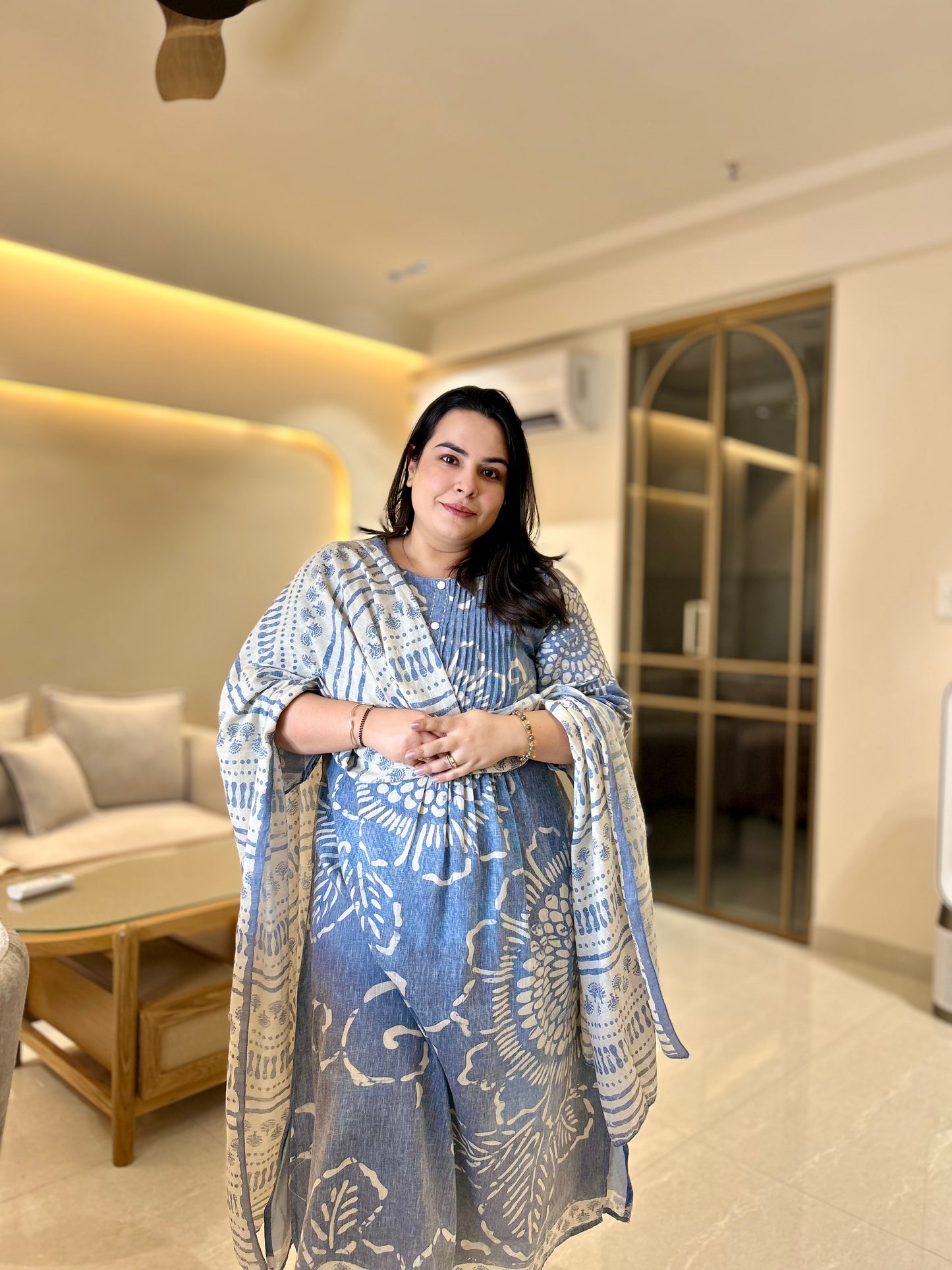 Indigo Bloom Cotton Suit Set