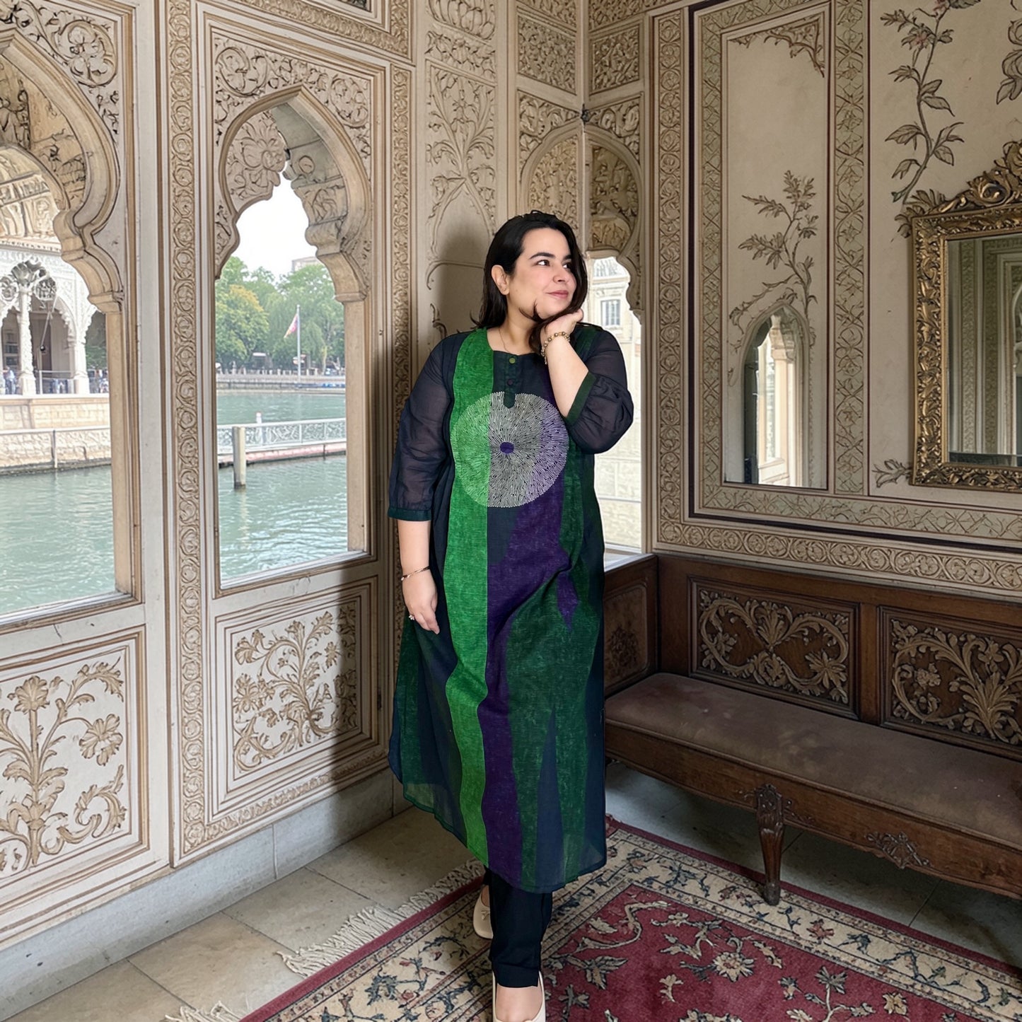 Emerald Panelled Kurta Set