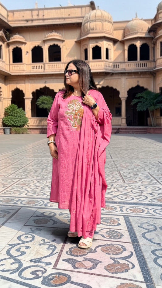 Mulmul Appliqué suit