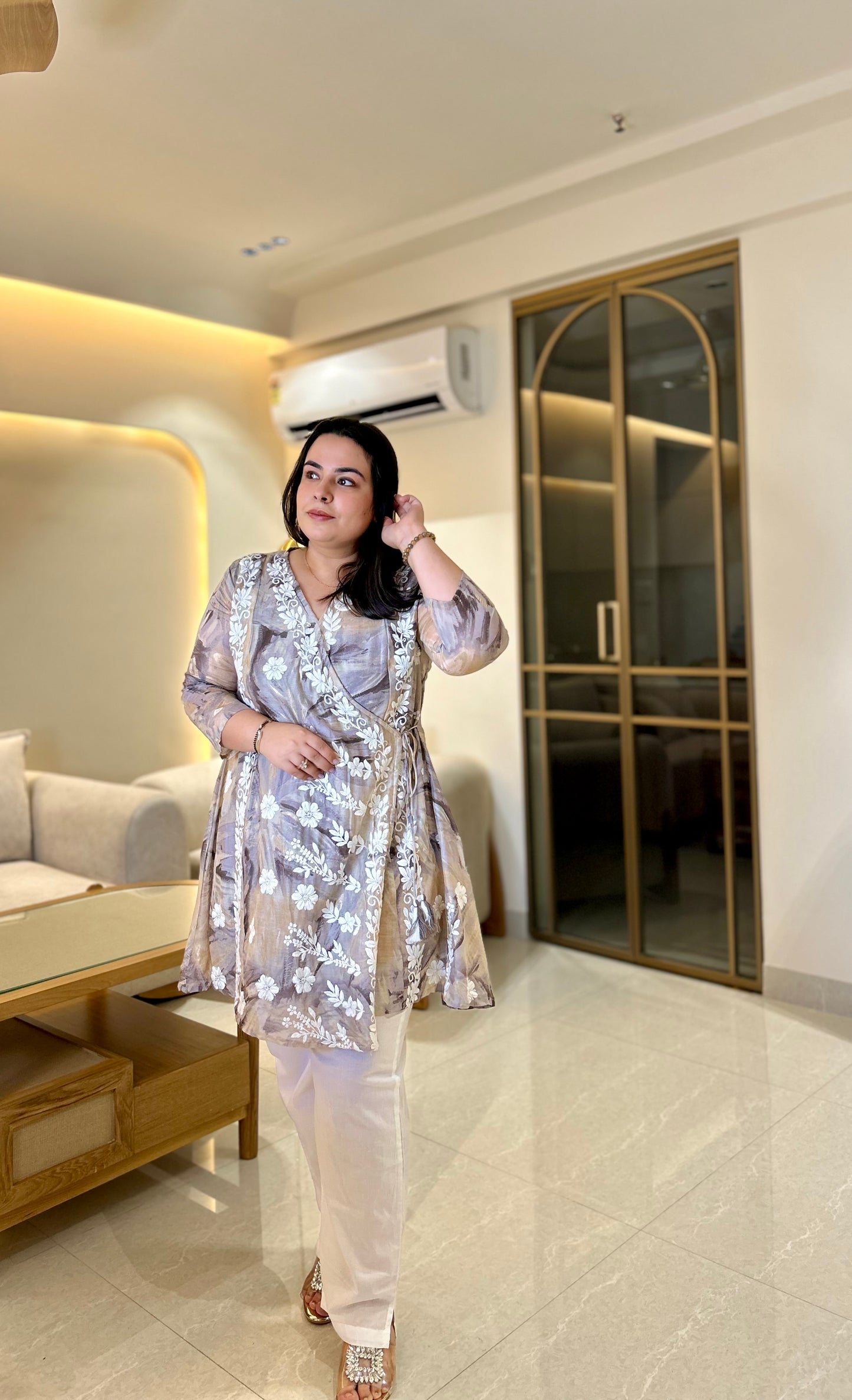 Moonlit Floral Wrap Kurta Set