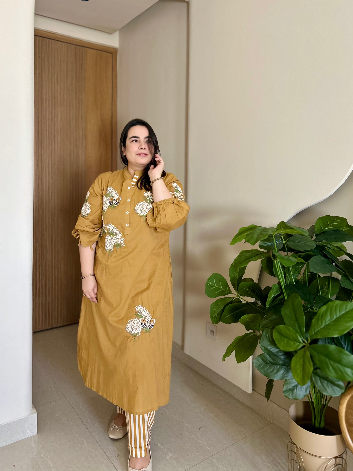 Mustard Bloom Kurta Set